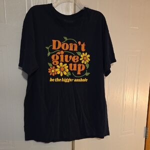 Spencer's Black Short Sleeve Tee with Orange & Yellow Graphic